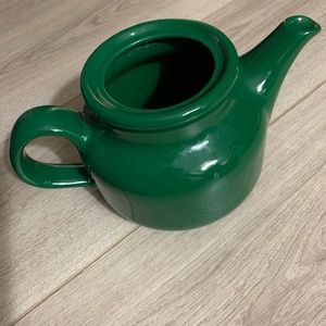 Dark Green Teapot / No Lid.  Great to hold a plant.  4 1/4” Rim to Rim 5 1/8” H